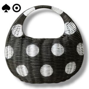 Kate Spade New York x Target Polka Dot Wicker Crescent Bag Woven Black/White NWT